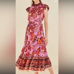 Farm Rio sweet floral midi dress medium NWT